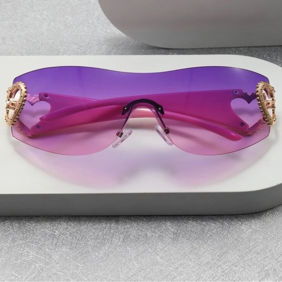 Purple/pink Y2K Sunglasses - Picture 3 of 8